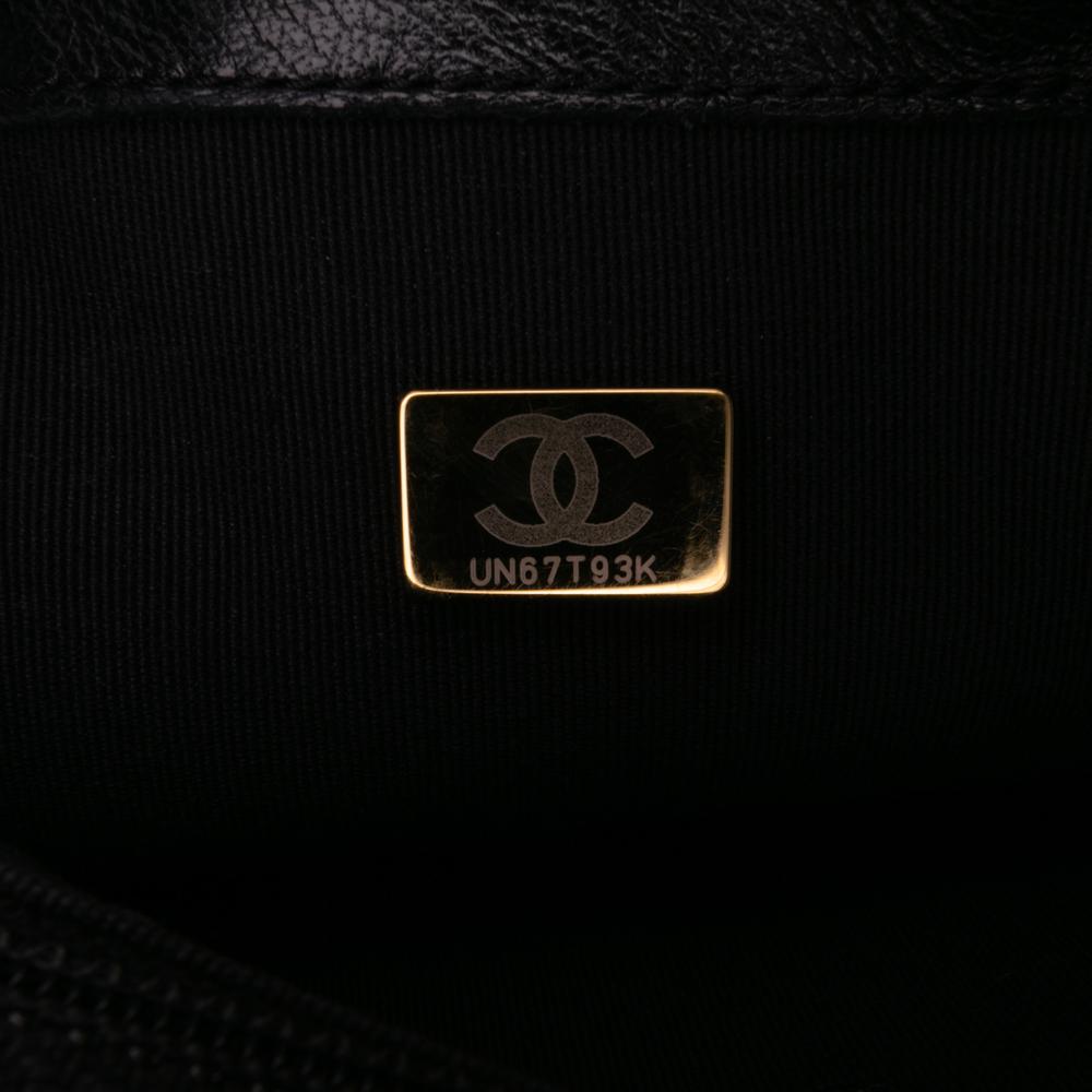 Chanel AB Chanel Black Lambskin Leather Leather Mini Square Quilted Lambskin Bijoux Logo Chain Flap France