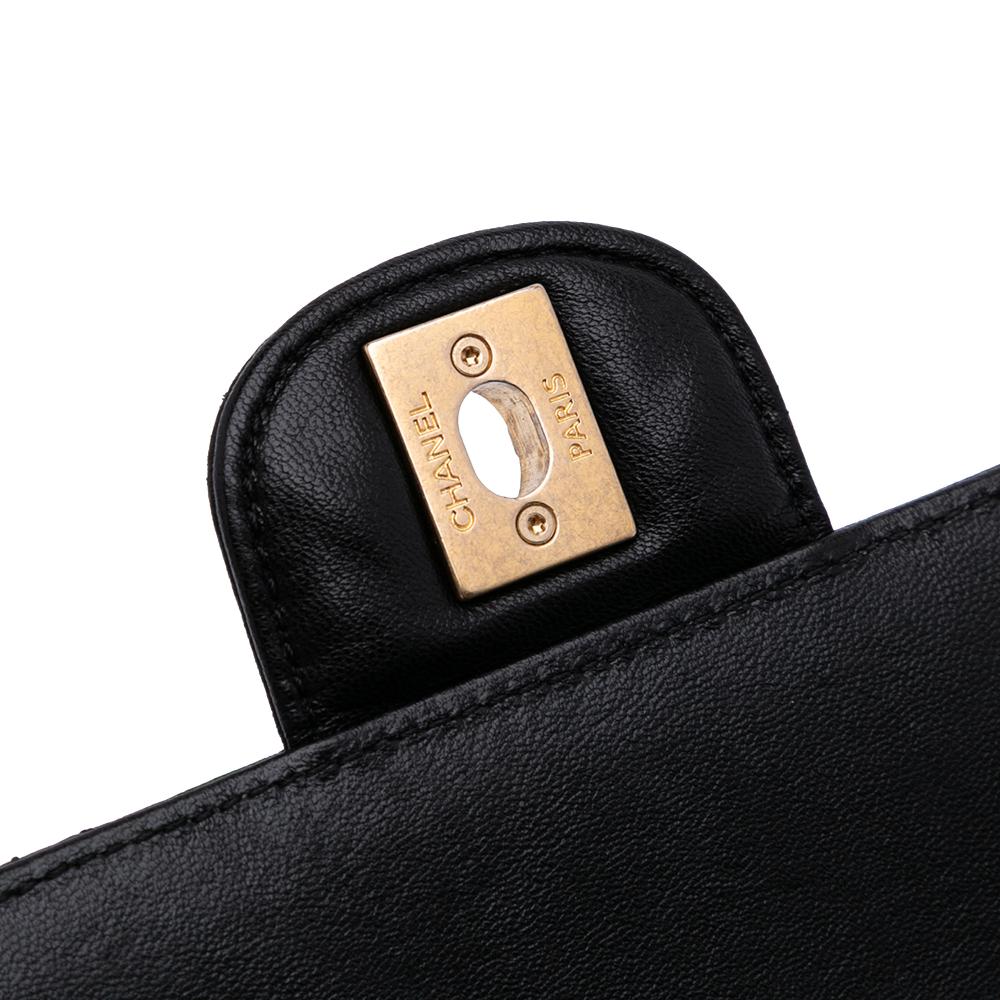 Chanel AB Chanel Black Lambskin Leather Leather Mini Square Quilted Lambskin Bijoux Logo Chain Flap France