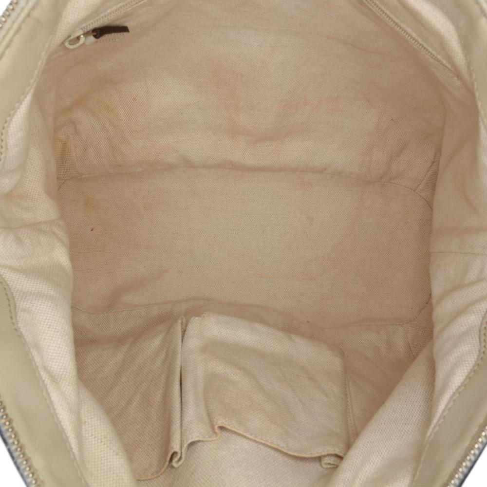 Gucci B Gucci Brown Beige Canvas Fabric GG Sukey Satchel Italy