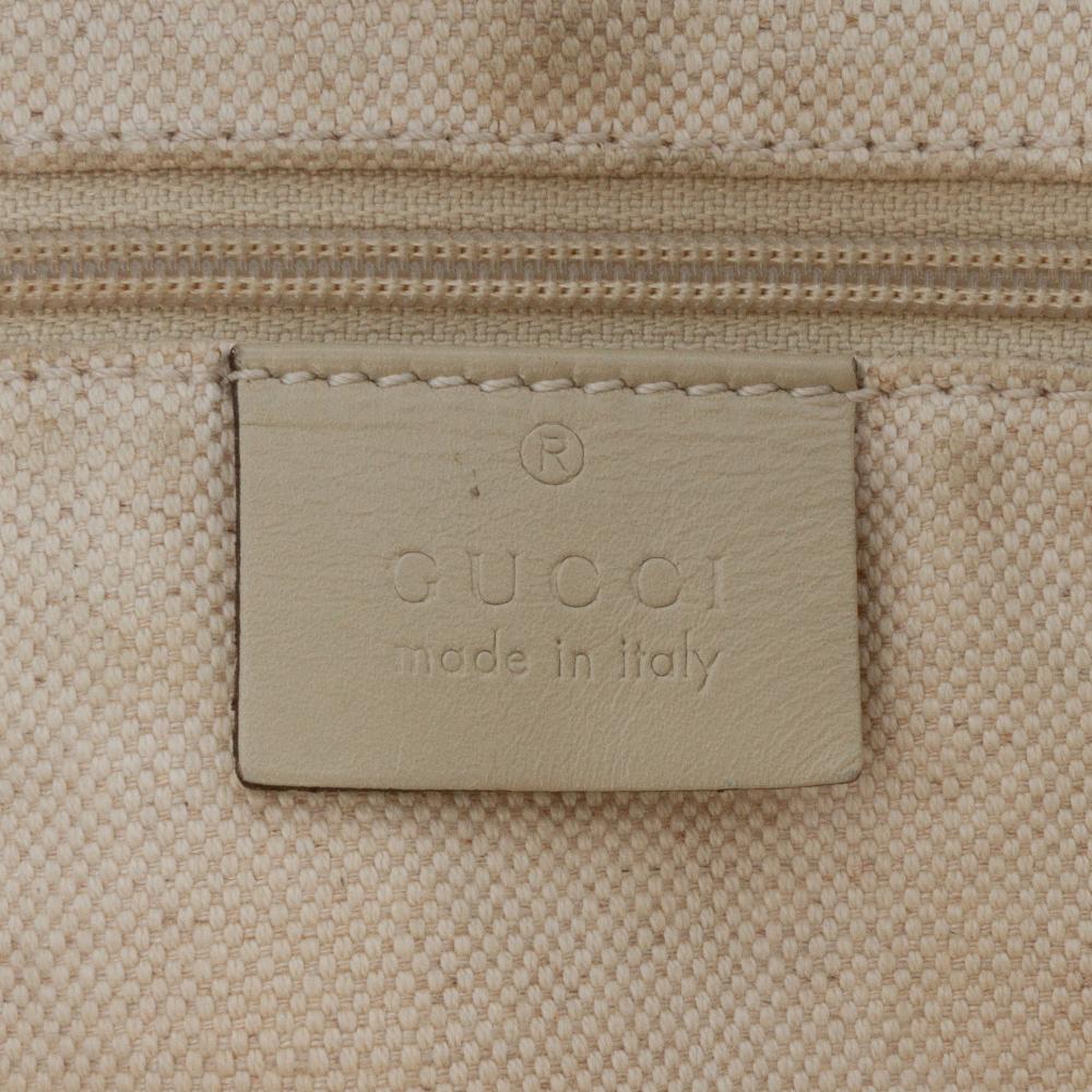 Gucci B Gucci Brown Beige Canvas Fabric GG Sukey Satchel Italy