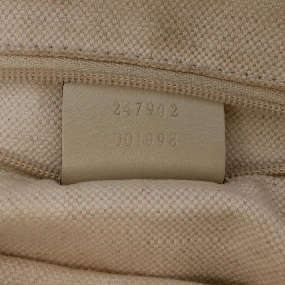 Gucci B Gucci Brown Beige Canvas Fabric GG Sukey Satchel Italy
