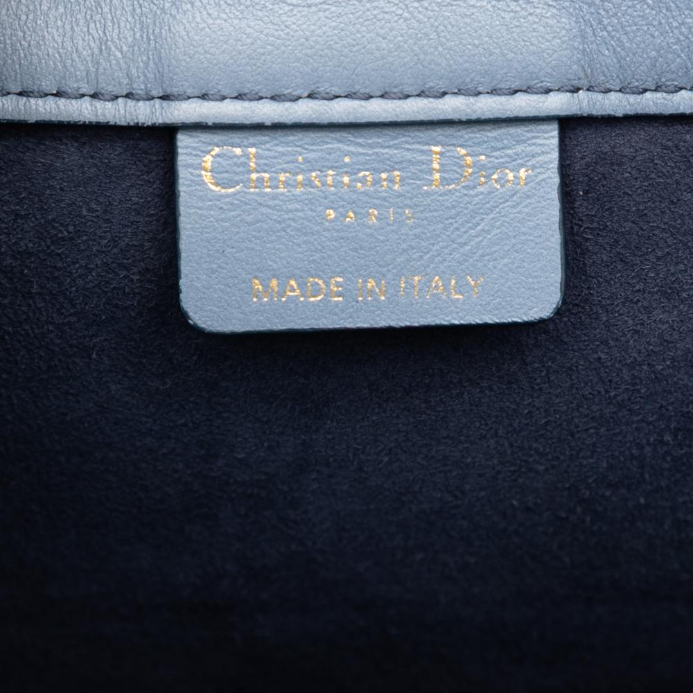 Christian Dior B Dior Blue Dark Blue Calf Leather Medium Ombre Embossed Book Tote Italy