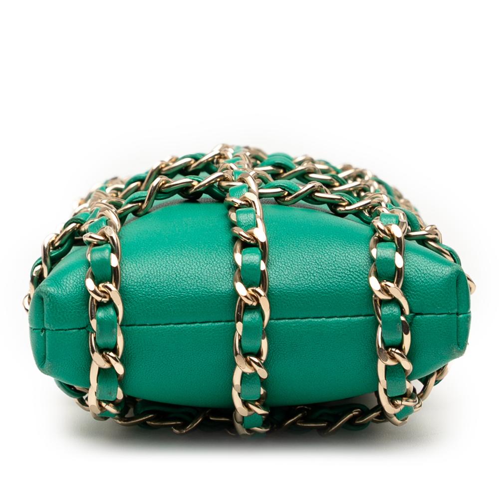 Chanel AB Chanel Green Lambskin Leather Leather Lambskin Tech Me Out Clutch With Chain Italy
