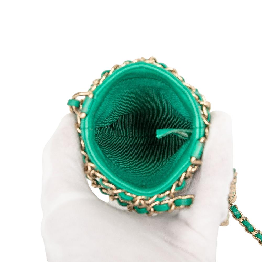 Chanel AB Chanel Green Lambskin Leather Leather Lambskin Tech Me Out Clutch With Chain Italy