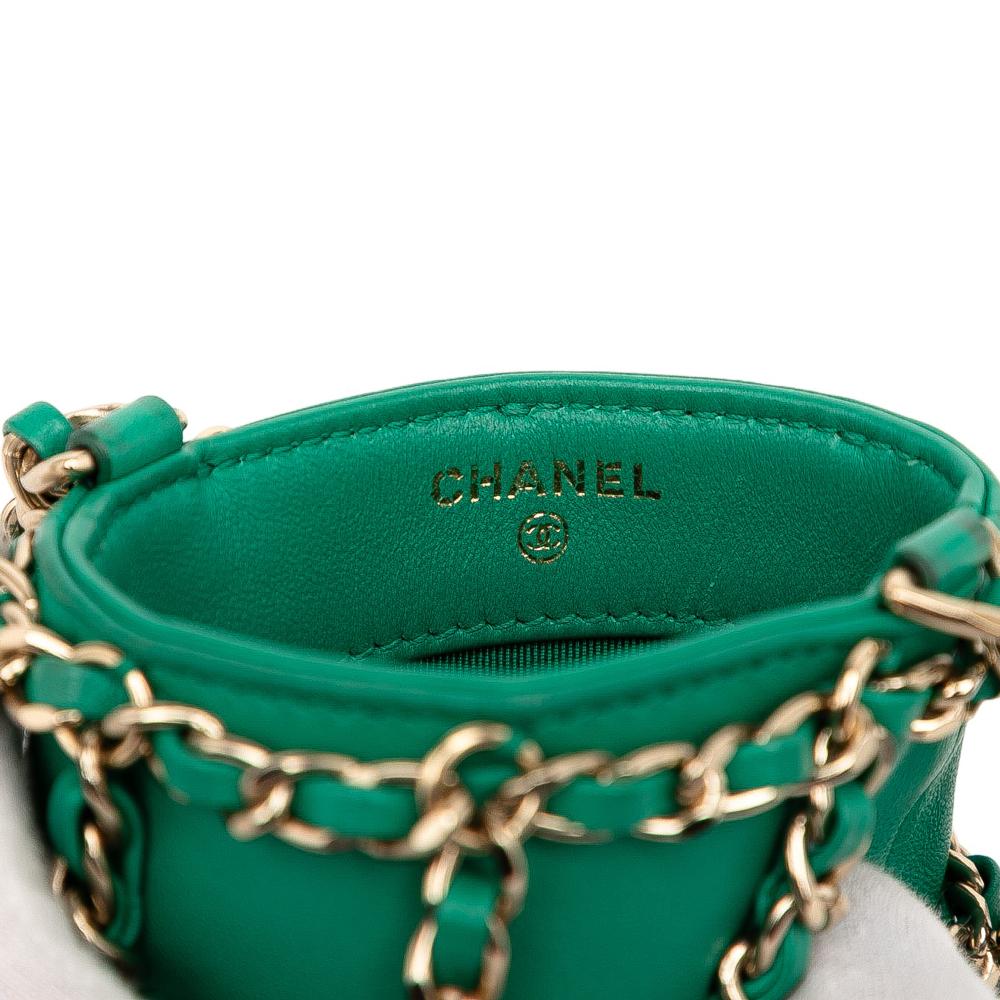 Chanel AB Chanel Green Lambskin Leather Leather Lambskin Tech Me Out Clutch With Chain Italy