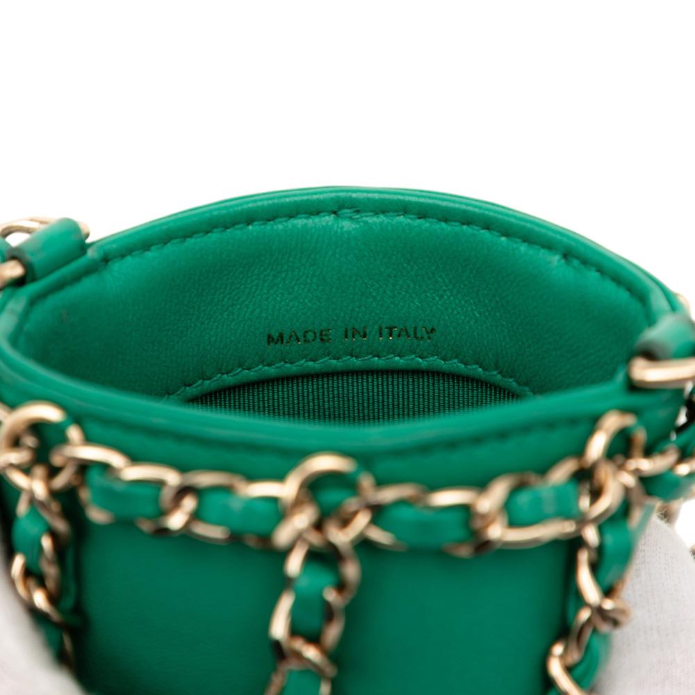 Chanel AB Chanel Green Lambskin Leather Leather Lambskin Tech Me Out Clutch With Chain Italy