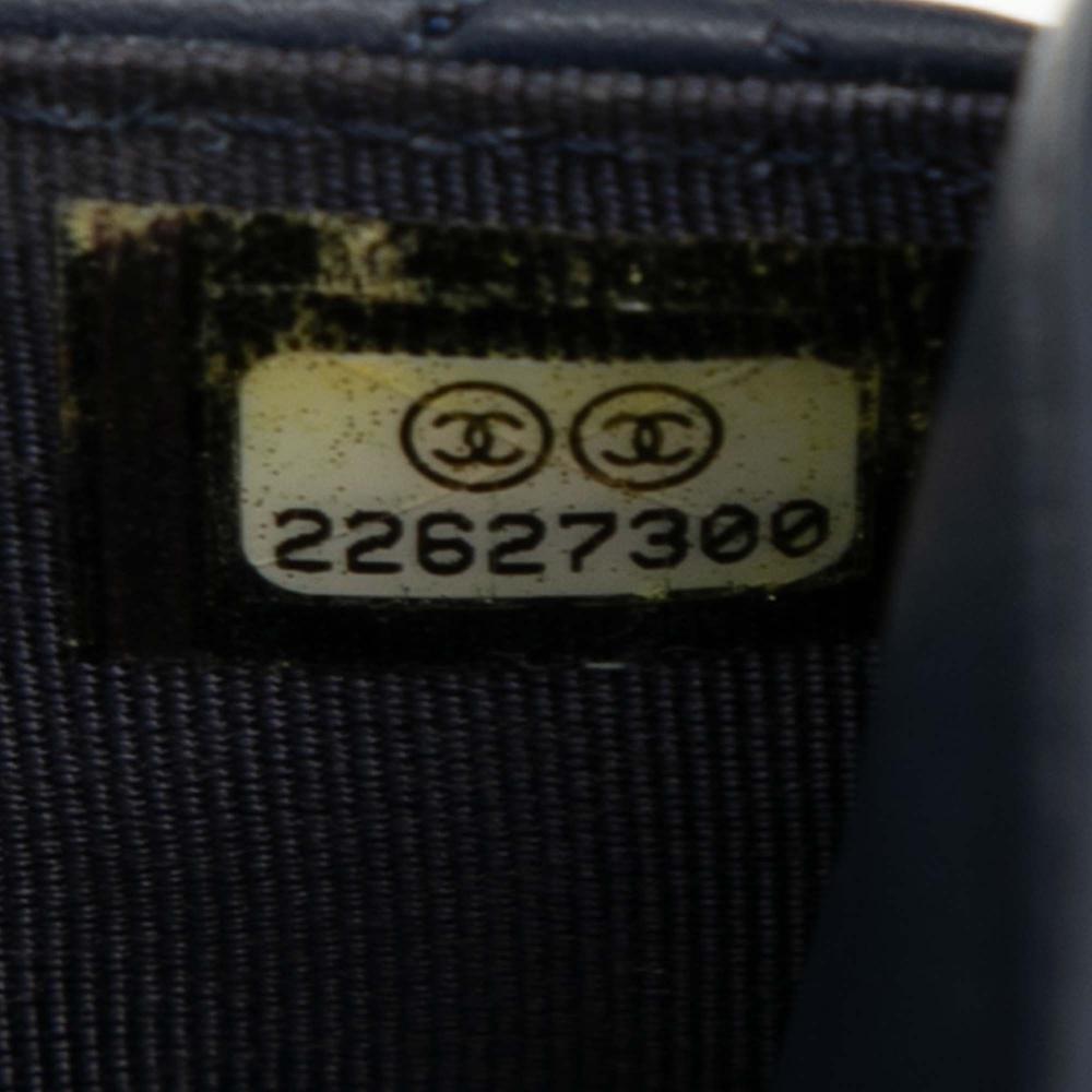 Chanel B Chanel Blue Navy Lambskin Leather Leather CC Quilted Lambskin Wallet On Chain France