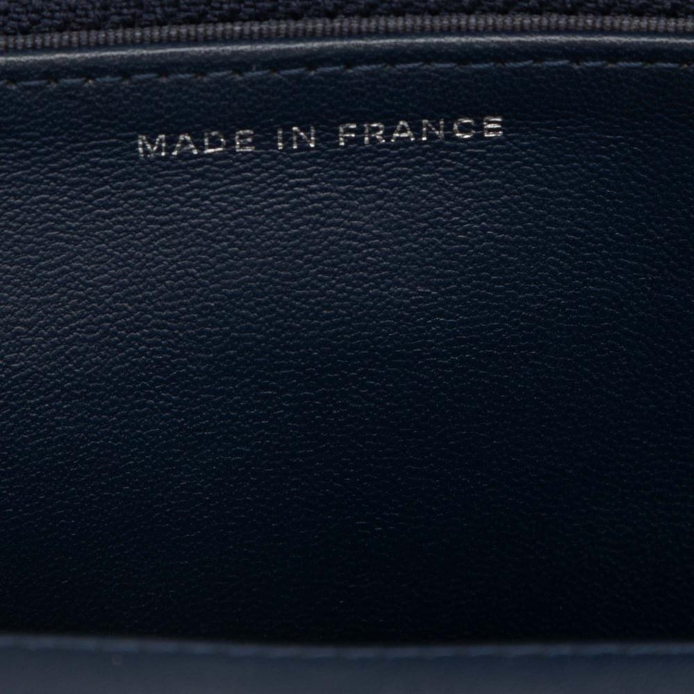 Chanel B Chanel Blue Navy Lambskin Leather Leather CC Quilted Lambskin Wallet On Chain France