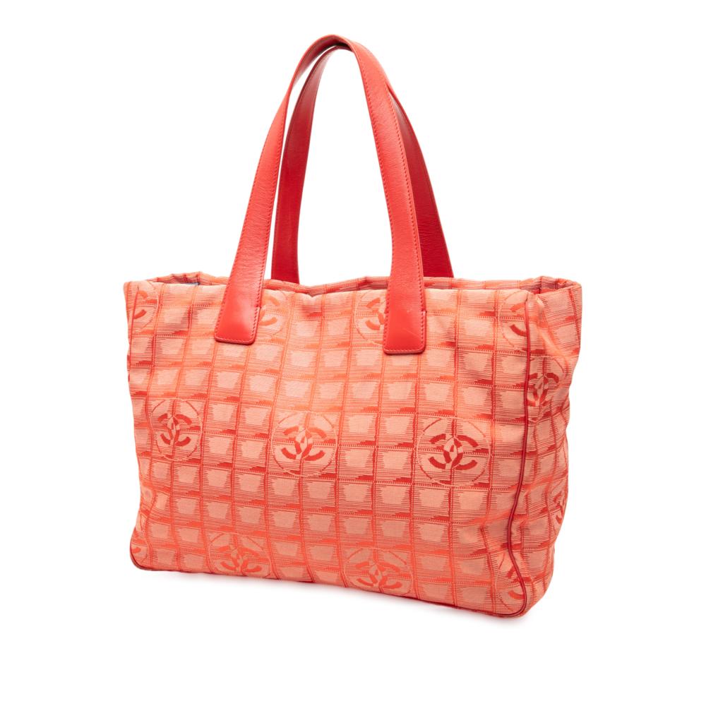 Chanel B Chanel Orange Nylon Fabric New Travel Line Tote Italy