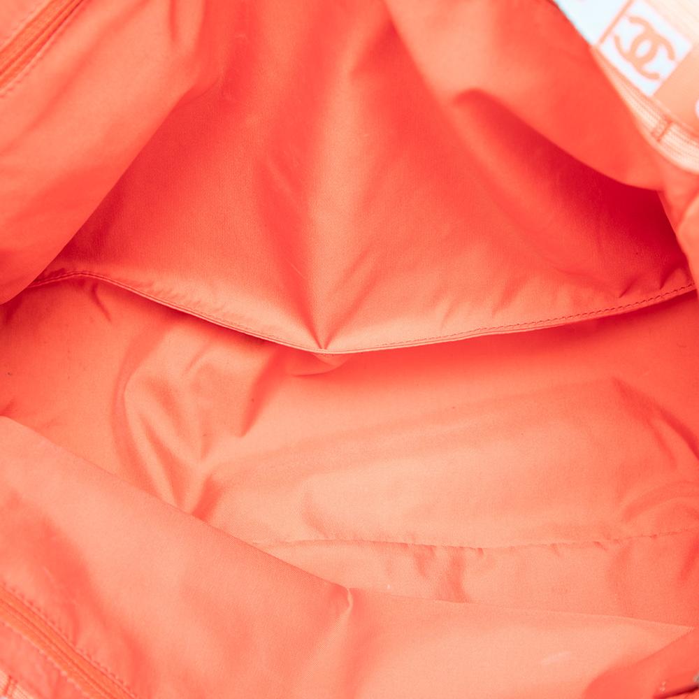 Chanel B Chanel Orange Nylon Fabric New Travel Line Tote Italy