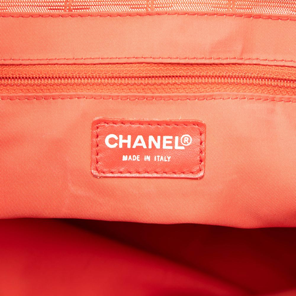 Chanel B Chanel Orange Nylon Fabric New Travel Line Tote Italy
