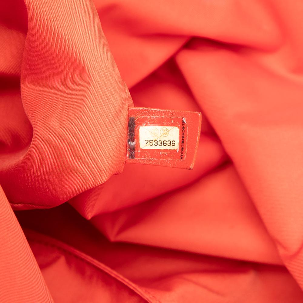 Chanel B Chanel Orange Nylon Fabric New Travel Line Tote Italy