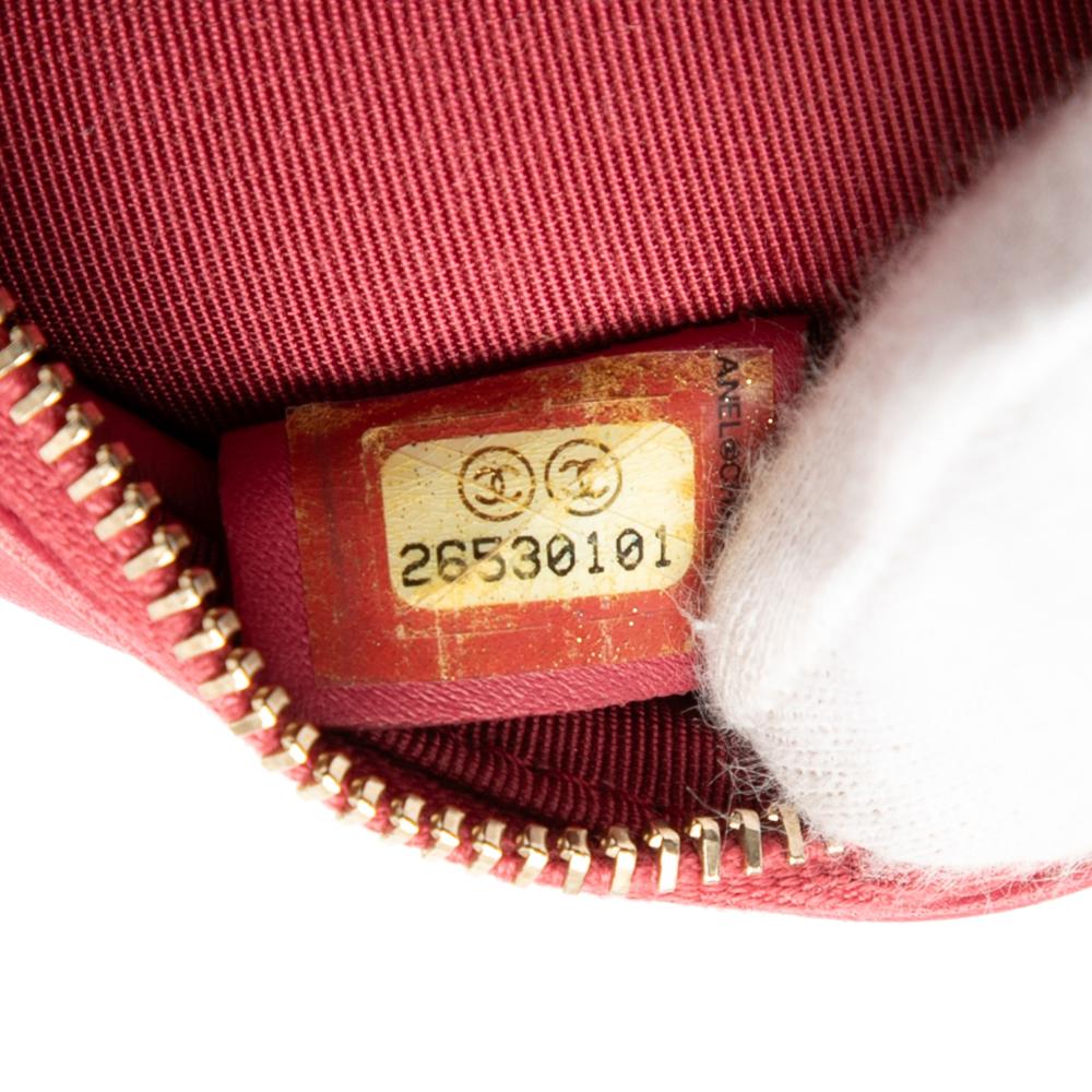 Chanel AB Chanel Pink Blush Lambskin Leather Leather CC Quilted Lambskin Round Clutch With Chain Italy