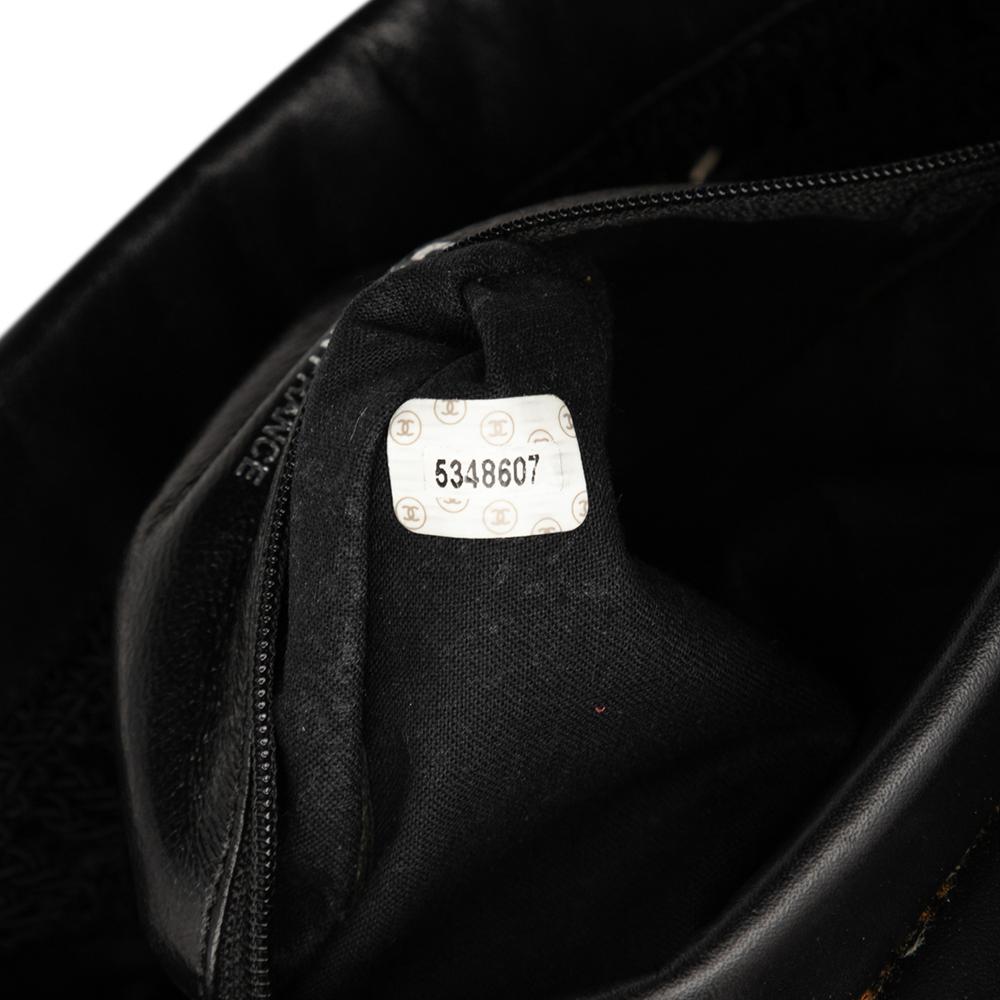 Chanel B Chanel Black Raffia Natural Material CC Crochet Chain Tote France