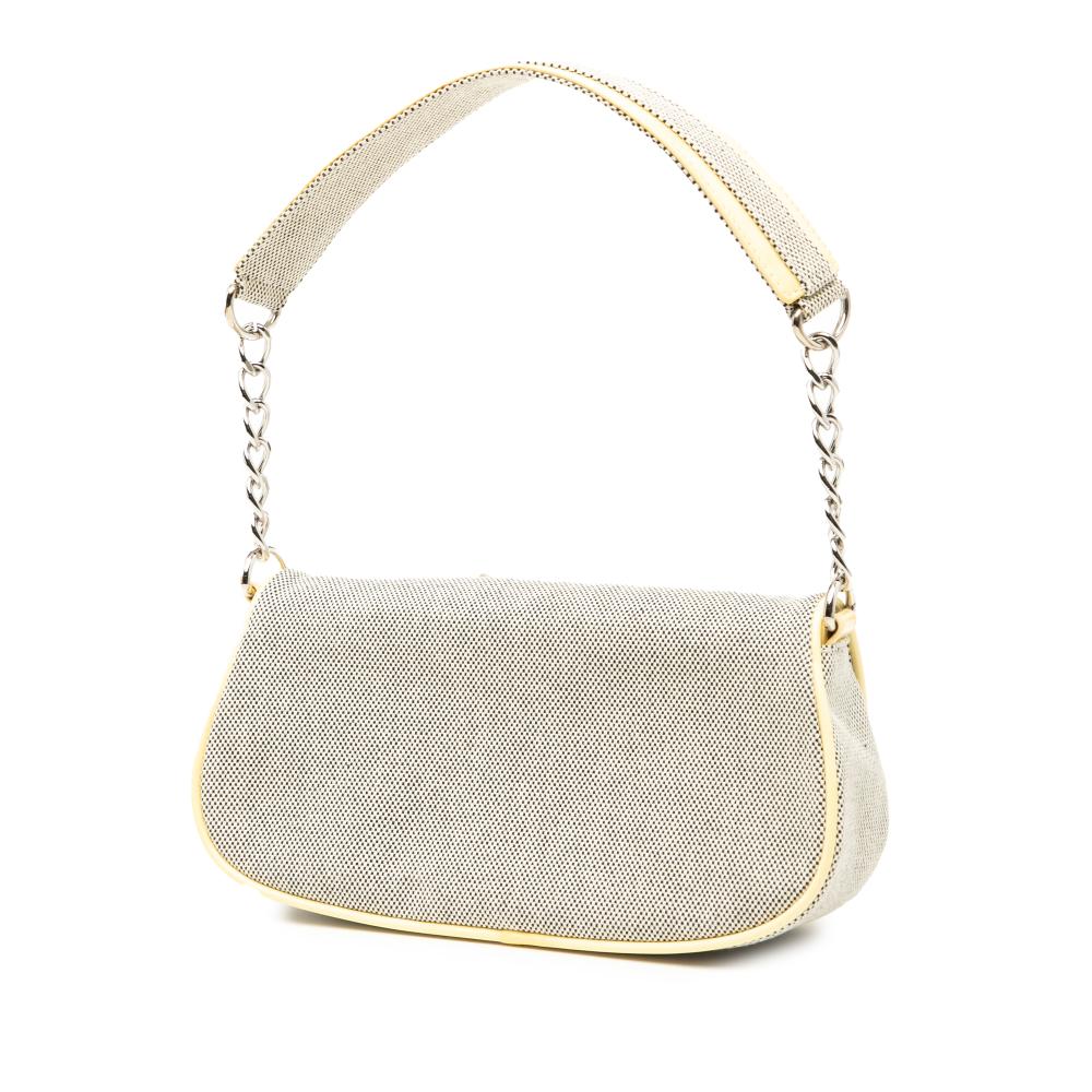Chanel AB Chanel Gray with Yellow Light Yellow Canvas Fabric CC Camellia No. 5 Shoulder Bag Italy