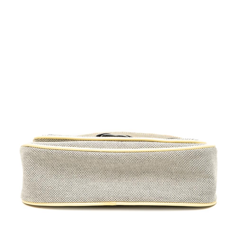 Chanel AB Chanel Gray with Yellow Light Yellow Canvas Fabric CC Camellia No. 5 Shoulder Bag Italy