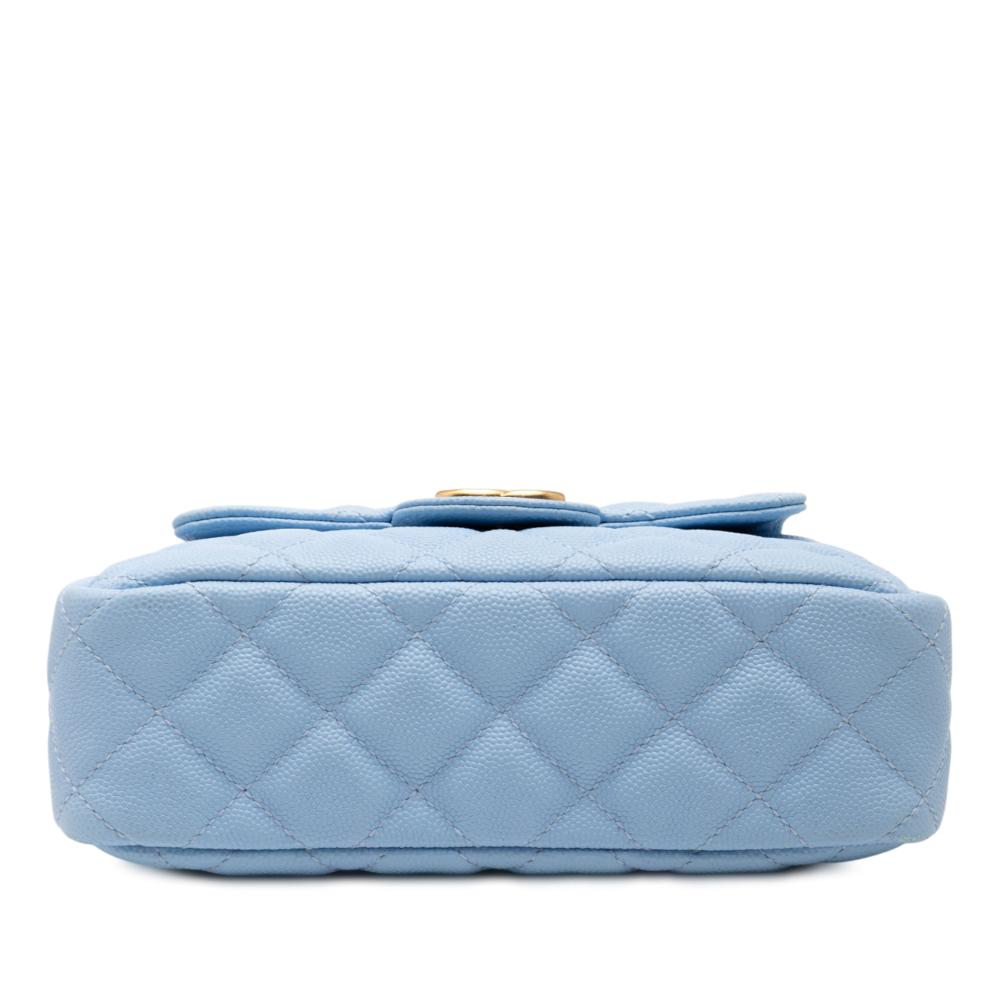 Chanel AB Chanel Blue Light Blue Caviar Leather Leather Small Quitled Caviar Wavy CC Hobo Italy