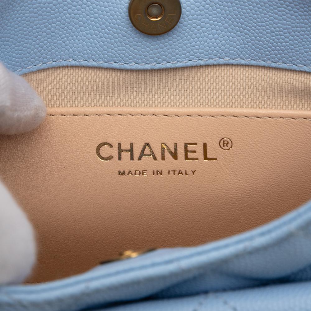 Chanel AB Chanel Blue Light Blue Caviar Leather Leather Small Quitled Caviar Wavy CC Hobo Italy