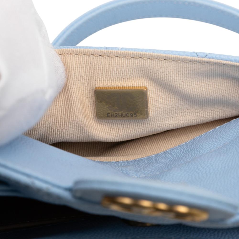 Chanel AB Chanel Blue Light Blue Caviar Leather Leather Small Quitled Caviar Wavy CC Hobo Italy