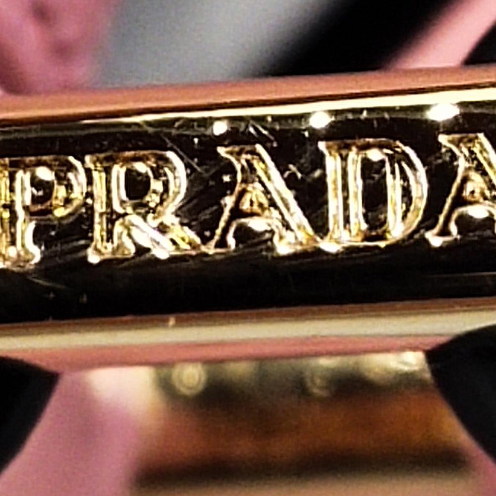 Prada AB Prada Pink Blush Calf Leather Glace Studded Etiquette Crossbody Italy