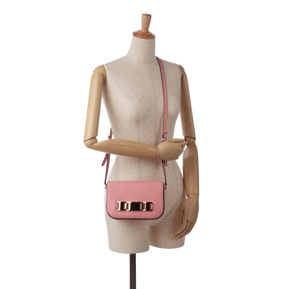 Prada AB Prada Pink Blush Calf Leather Glace Studded Etiquette Crossbody Italy