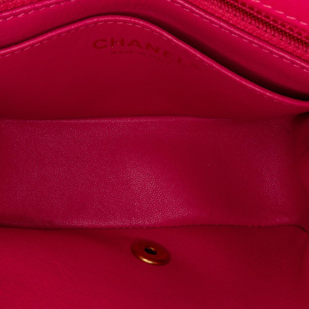 Chanel B Chanel Pink Lambskin Leather Leather Mini Square Classic Chevron Lambskin Single Flap Italy