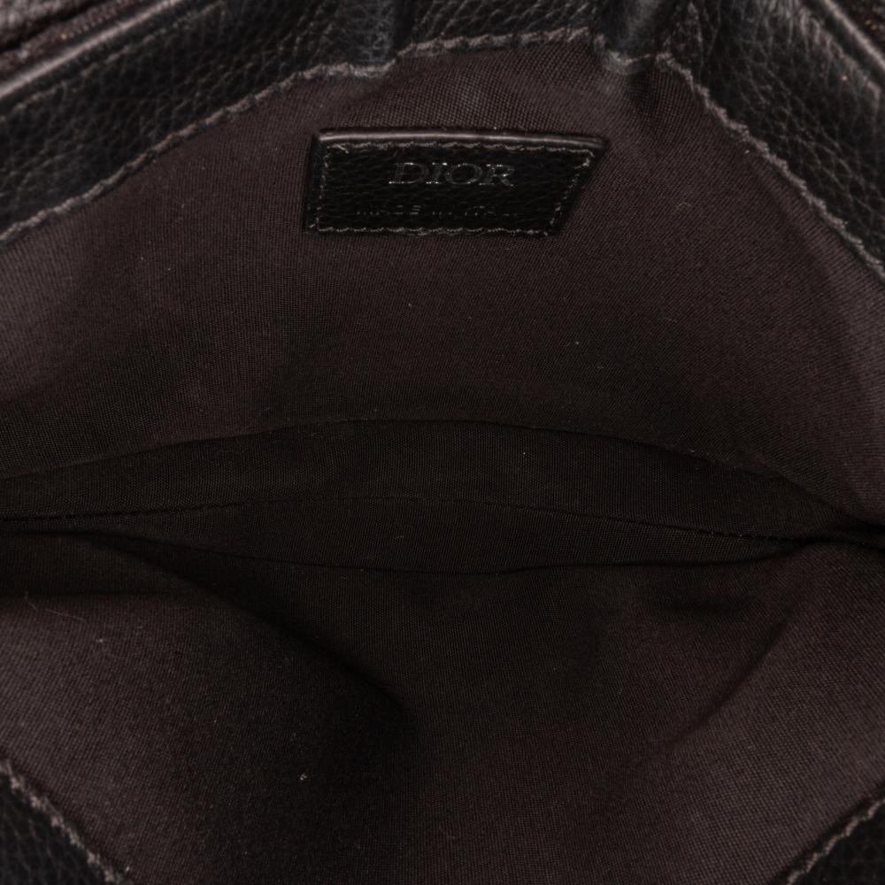 Christian Dior AB Dior Black Canvas Fabric Oblique Saddle Messenger Bag Italy