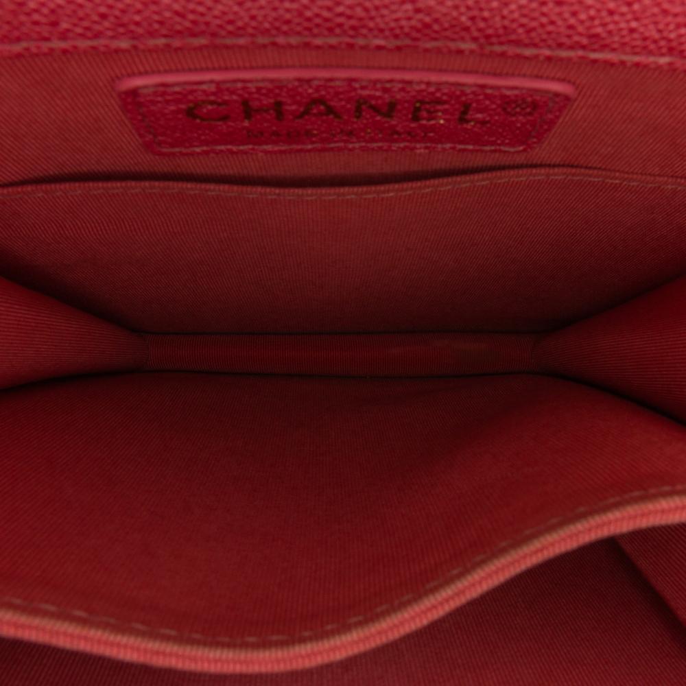 Chanel AB Chanel Pink Caviar Leather Leather Quilted Caviar North South Boy Flap Italy