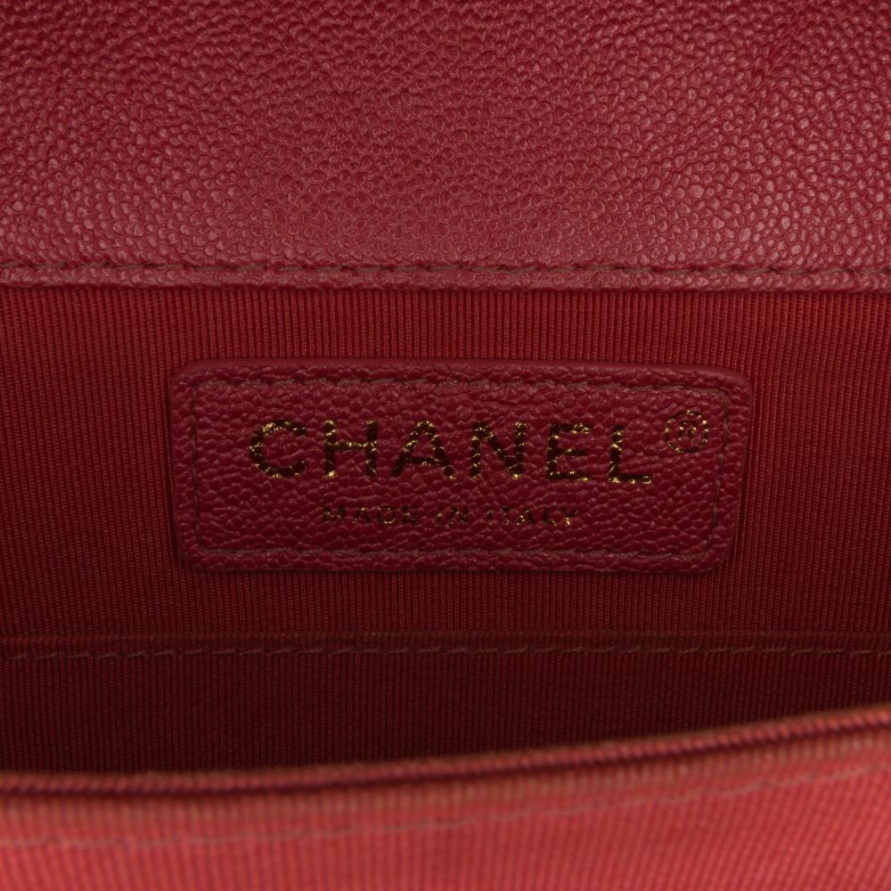 Chanel AB Chanel Pink Caviar Leather Leather Quilted Caviar North South Boy Flap Italy