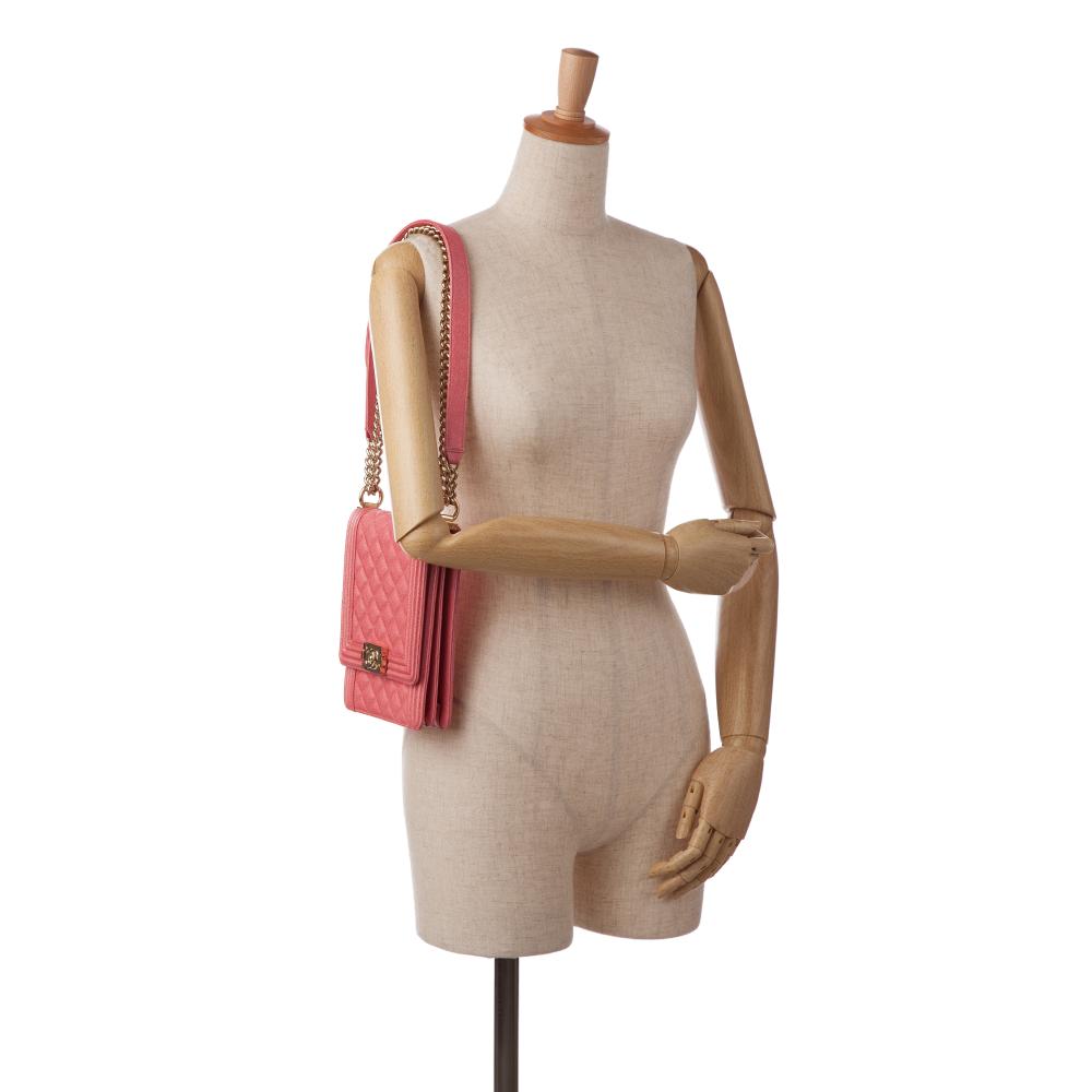 Chanel AB Chanel Pink Caviar Leather Leather Quilted Caviar North South Boy Flap Italy