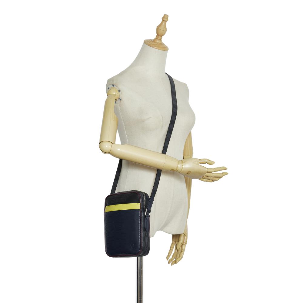 Louis Vuitton AB Louis Vuitton Black with Multi Epi Leather Leather Epi Damier Graphite Danube Slim Italy