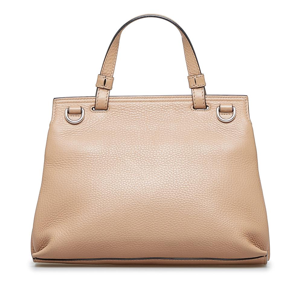 Gucci AB Gucci Brown Beige Calf Leather Small Bamboo Daily Satchel Italy