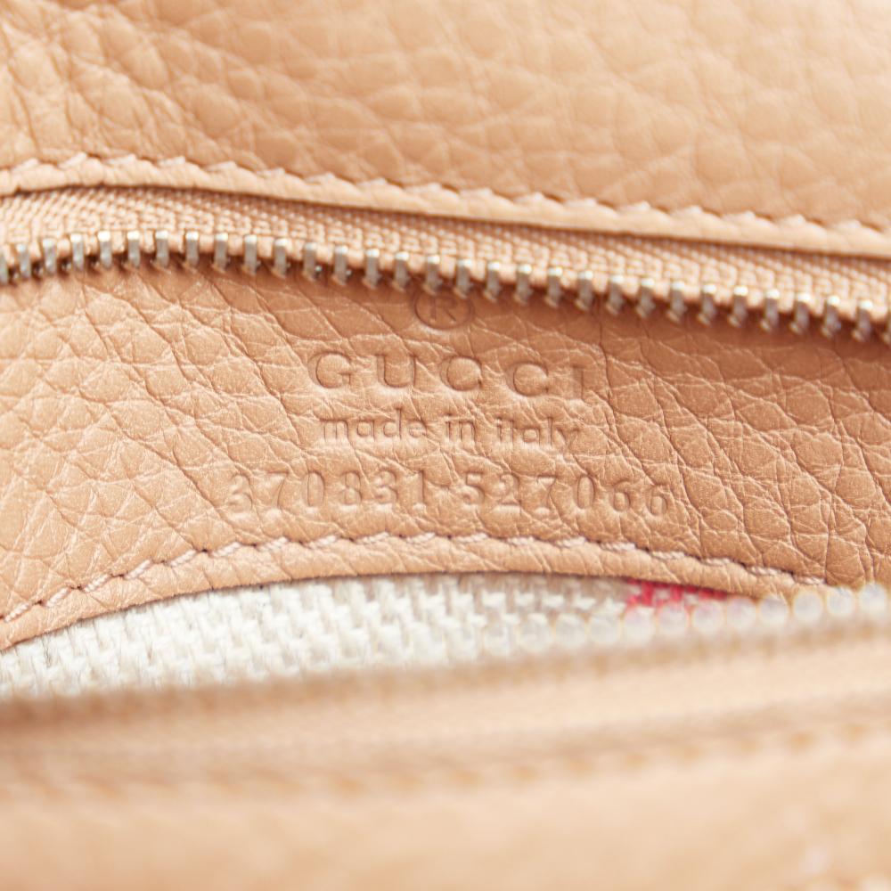 Gucci AB Gucci Brown Beige Calf Leather Small Bamboo Daily Satchel Italy