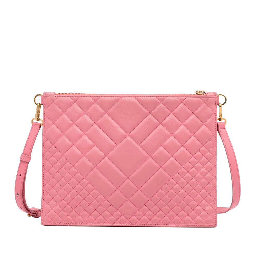 Versace B Versace Pink Calf Leather Quilted Medusa Crossbody Italy