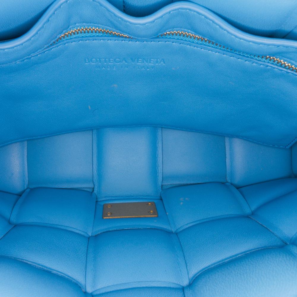 Bottega Veneta Blue Nappa Intrecciato Padded Chain Cassette Satchel Italy