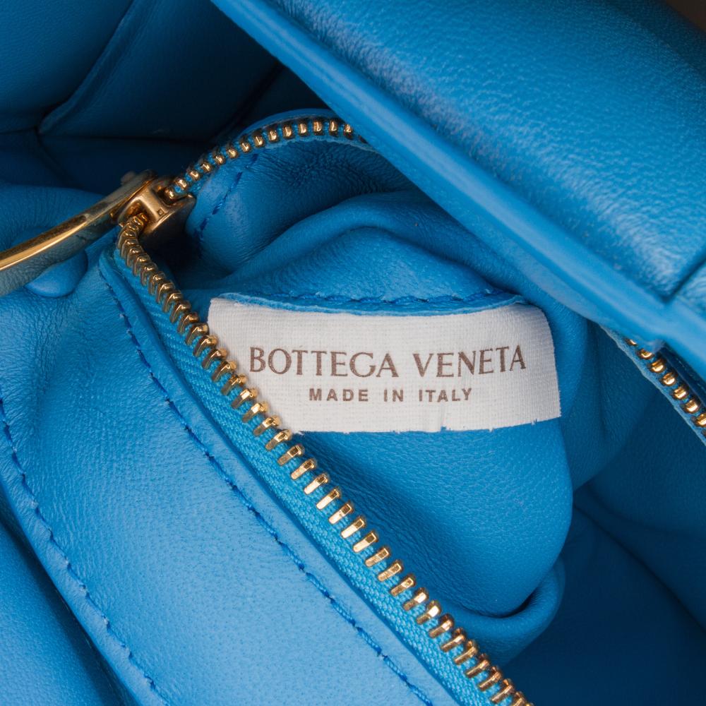 Bottega Veneta Blue Nappa Intrecciato Padded Chain Cassette Satchel Italy