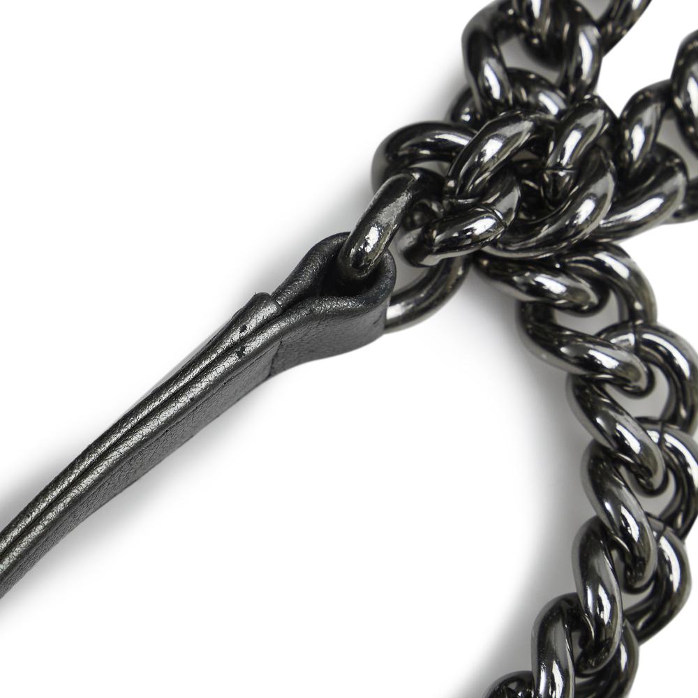 Chanel Gray Lambskin Leather Leather Old Medium Quilted Perforated Metallic Lambskin Boy Flap Italy