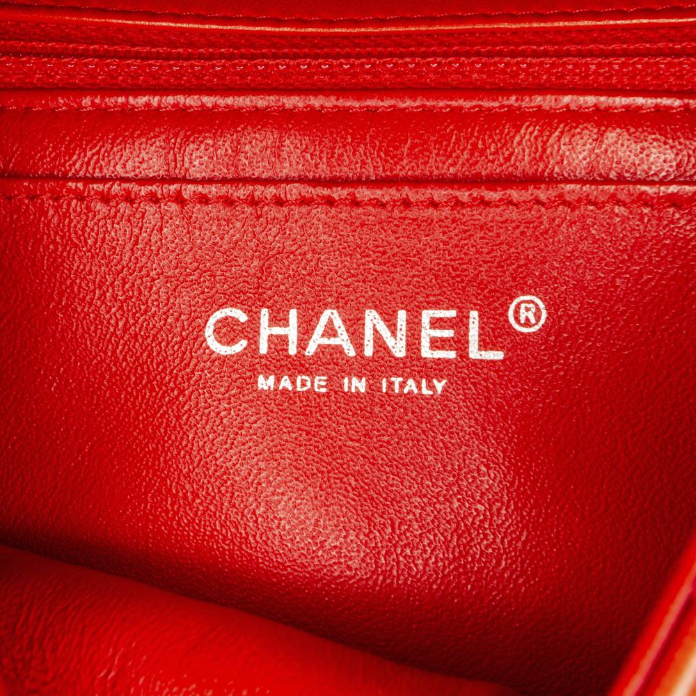Chanel B Chanel Red Lambskin Leather Leather Mini Rectangular Classic Lambskin Single Flap Italy