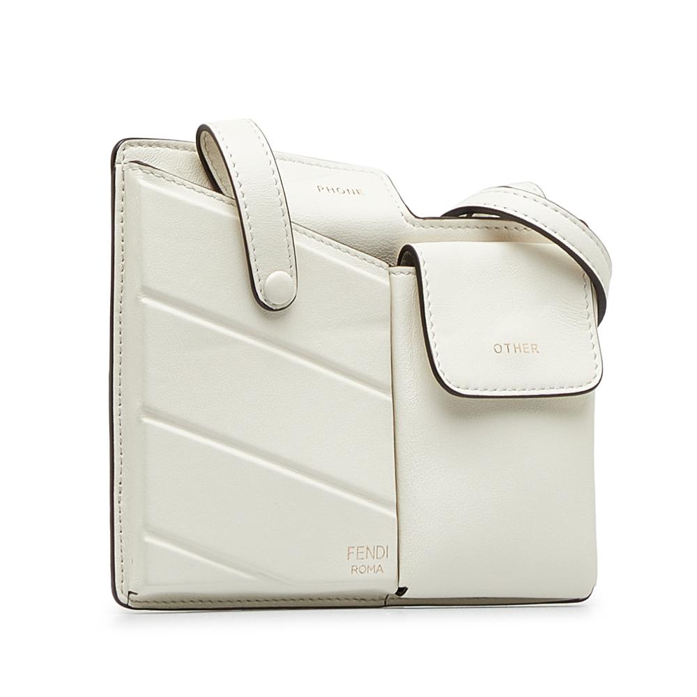 Fendi B Fendi White Calf Leather Bustine Mini Century Italy