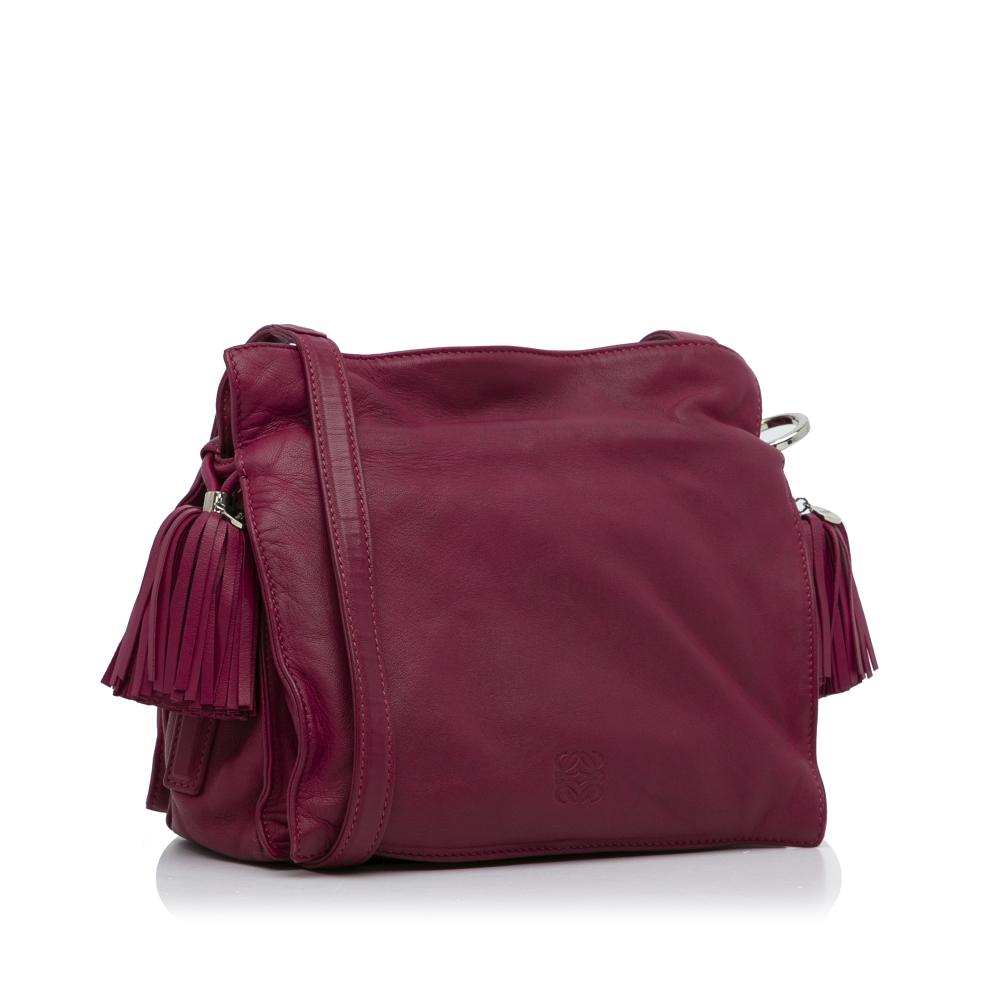 Loewe B LOEWE Pink Hot Pink Calf Leather Small Flamenco Crossbody Bag Spain