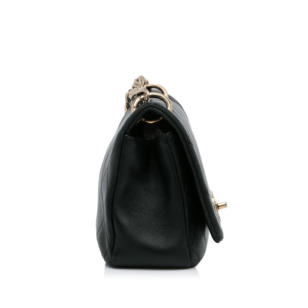 Chanel AB Chanel Black Lambskin Leather Leather Large Lambskin Twist Chain Enamel CC Flap Italy