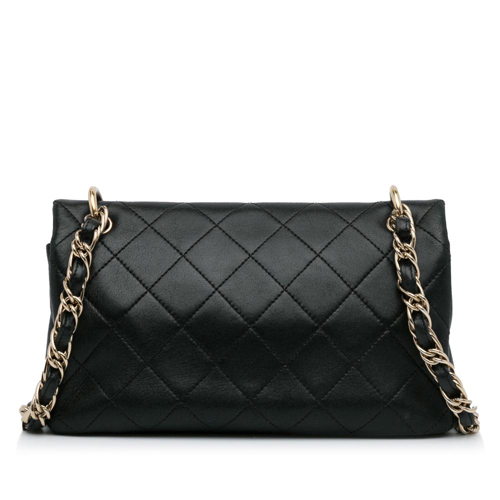 Chanel AB Chanel Black Lambskin Leather Leather Large Lambskin Twist Chain Enamel CC Flap Italy