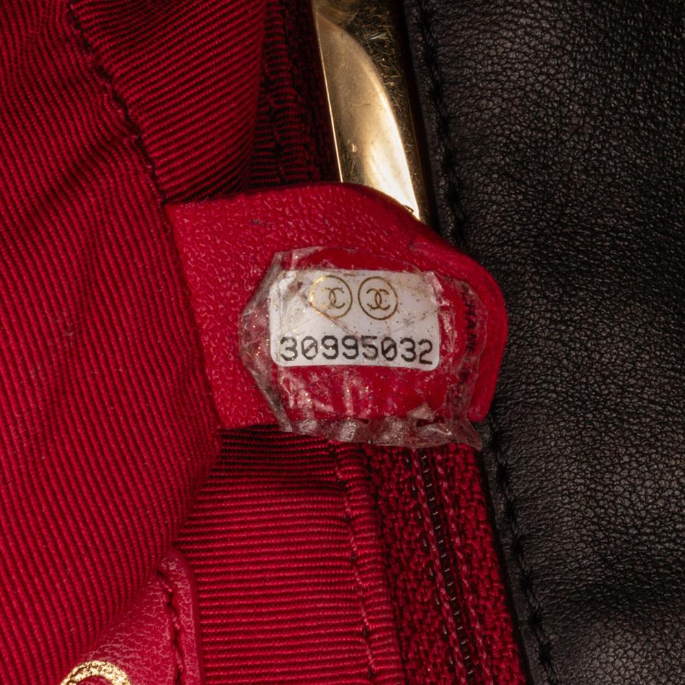 Chanel AB Chanel Black Lambskin Leather Leather Large Lambskin Twist Chain Enamel CC Flap Italy