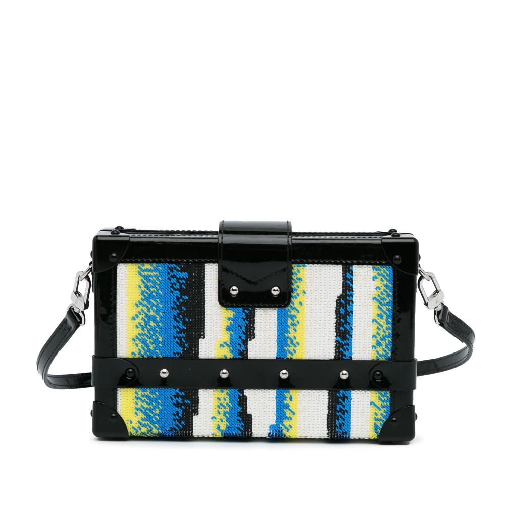 Louis Vuitton AB Louis Vuitton Black Vernis Leather Leather Sequins Petite Malle Italy