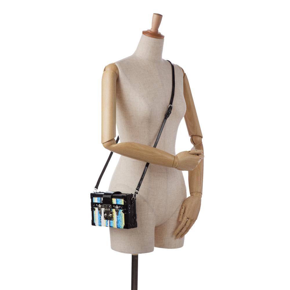 Louis Vuitton AB Louis Vuitton Black Vernis Leather Leather Sequins Petite Malle Italy