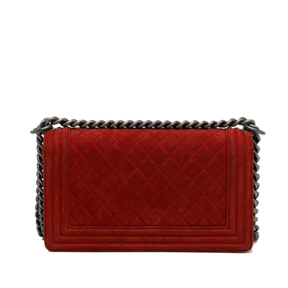 Chanel B Chanel Red Caviar Leather Leather Old Medium Quilted Caviar Boy Flap Italy
