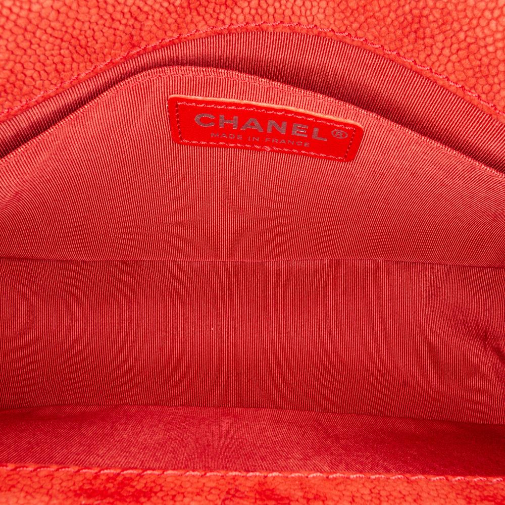 Chanel B Chanel Red Caviar Leather Leather Old Medium Quilted Caviar Boy Flap Italy