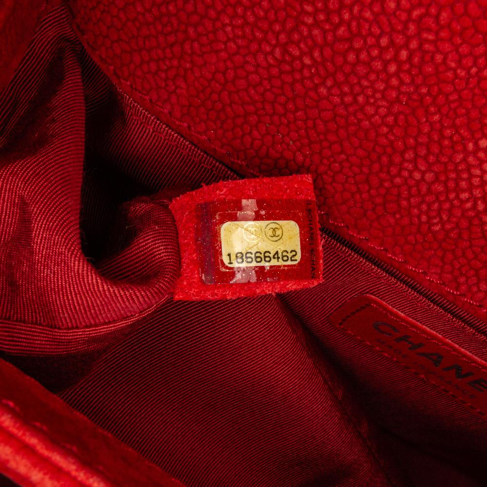 Chanel B Chanel Red Caviar Leather Leather Old Medium Quilted Caviar Boy Flap Italy