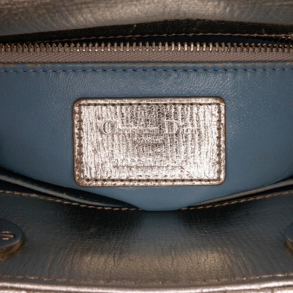 Christian Dior B Dior Silver Calf Leather Small Metallic Grained skin Cannage My ABCDior Lady Dior Italy