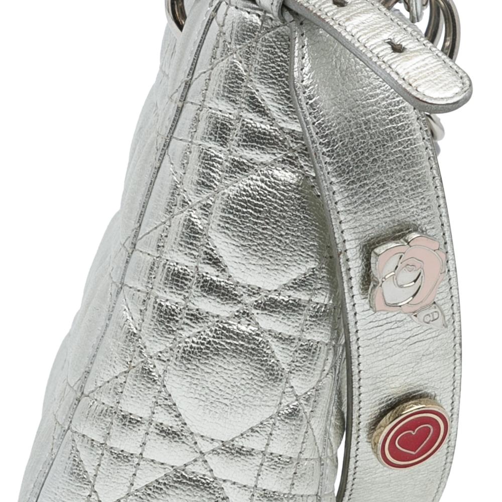 Christian Dior B Dior Silver Calf Leather Small Metallic Grained skin Cannage My ABCDior Lady Dior Italy